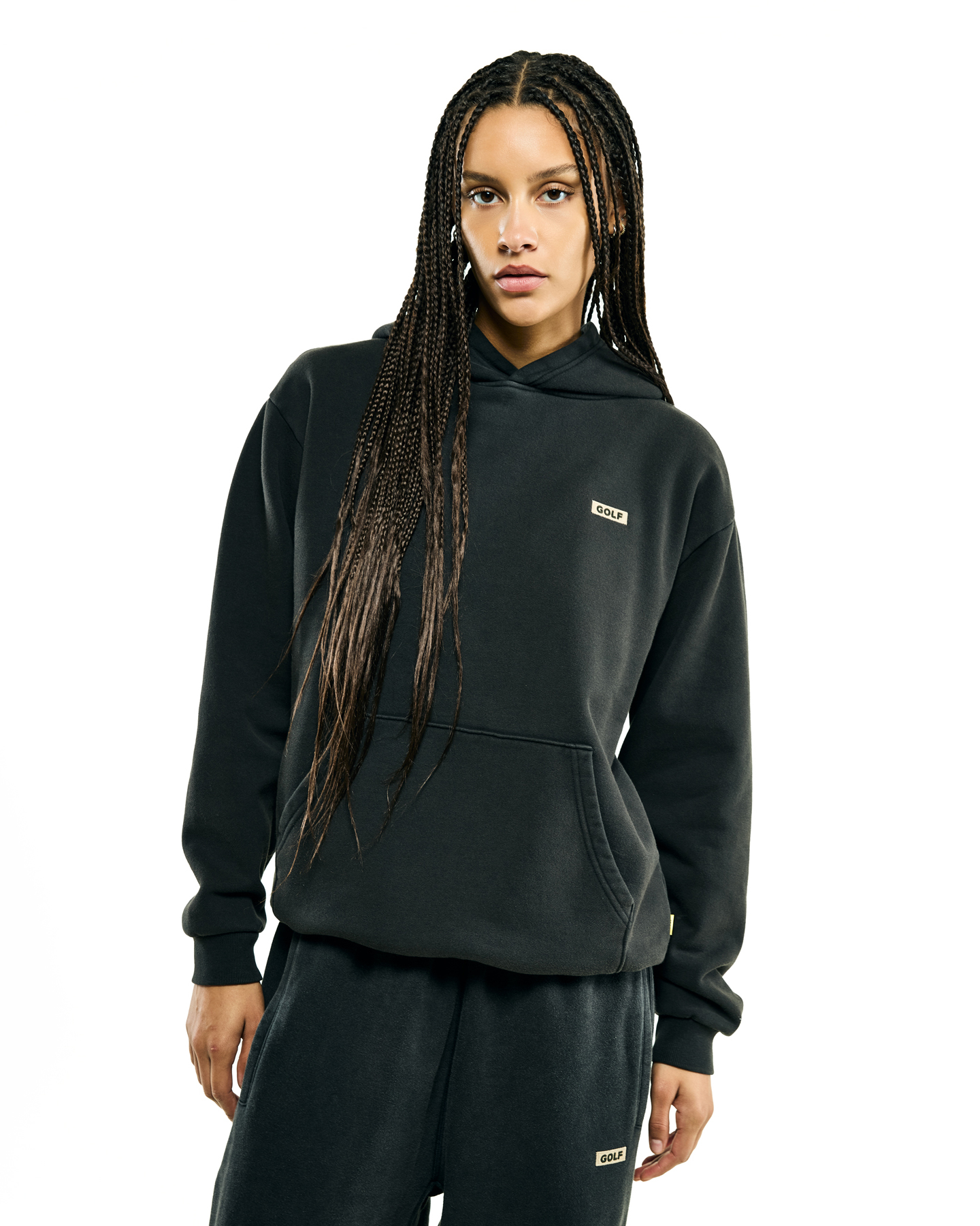 Washed Logo Hoodie On Model